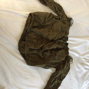 green off the shoulder shirt